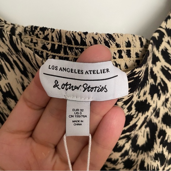 & Other Stories Puff Shoulder Crepe Midi Dress US Size 0 - Picture 5 of 14